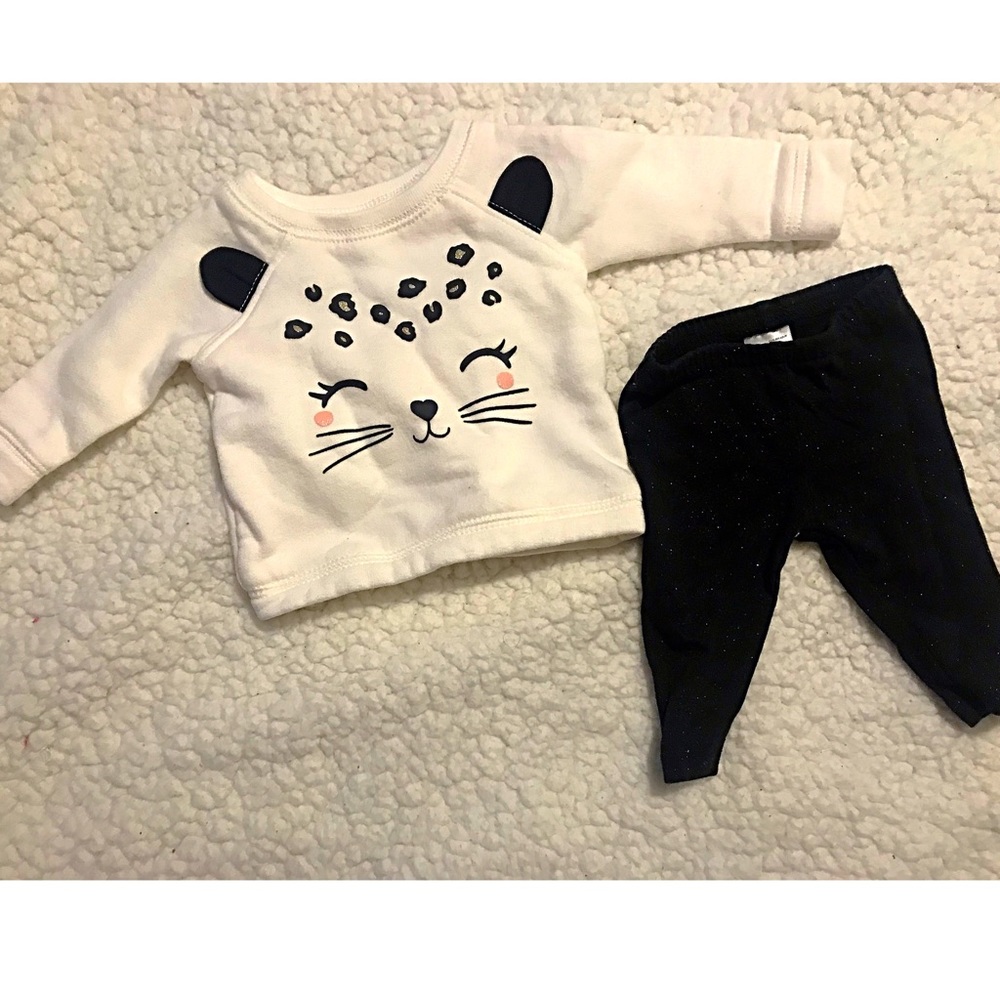 Sparkly pants with a cute kitten sweater
